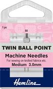 HEMLINE HANGSELL - Machine Needle Twin Ballpoint 1 Pack 80/12